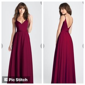 Long chiffon dress with boning